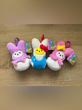 Hello Kitty x Peeps Limited Edition Mini Plushies - Bundle of 3 Keychains 💕💜💕💜💕